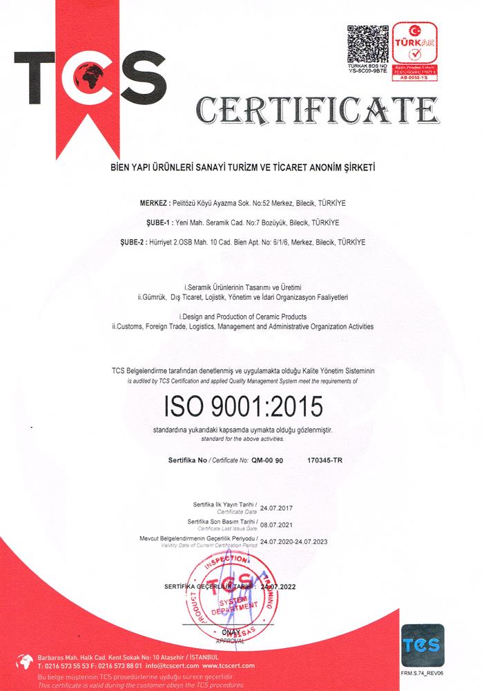 BİLECİK ISO 9001:2015 QUALITY MANAGEMENT SYSTEM (TR)